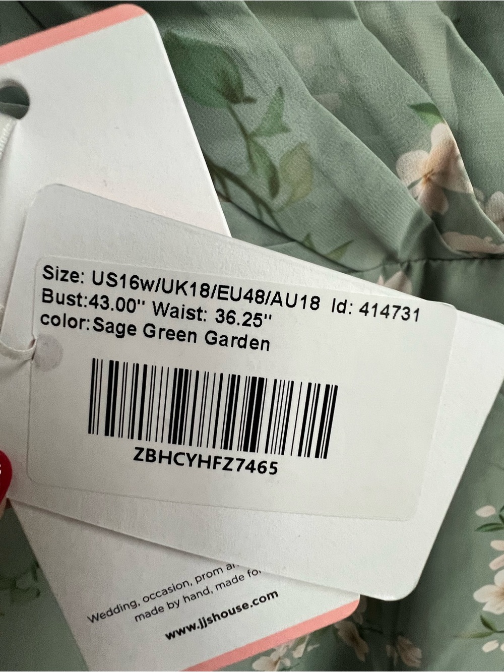 NWT JJ's House Cesia Green Floral Chiffon Ruffle Maxi Dress Special Event 16W - Picture 11 of 16